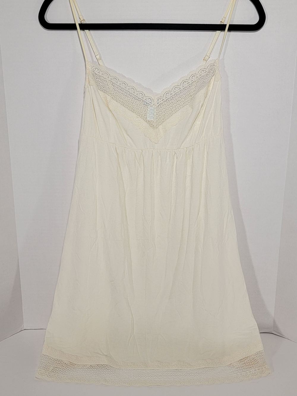 Eberjey Cream Lace-Trim Slip Dress